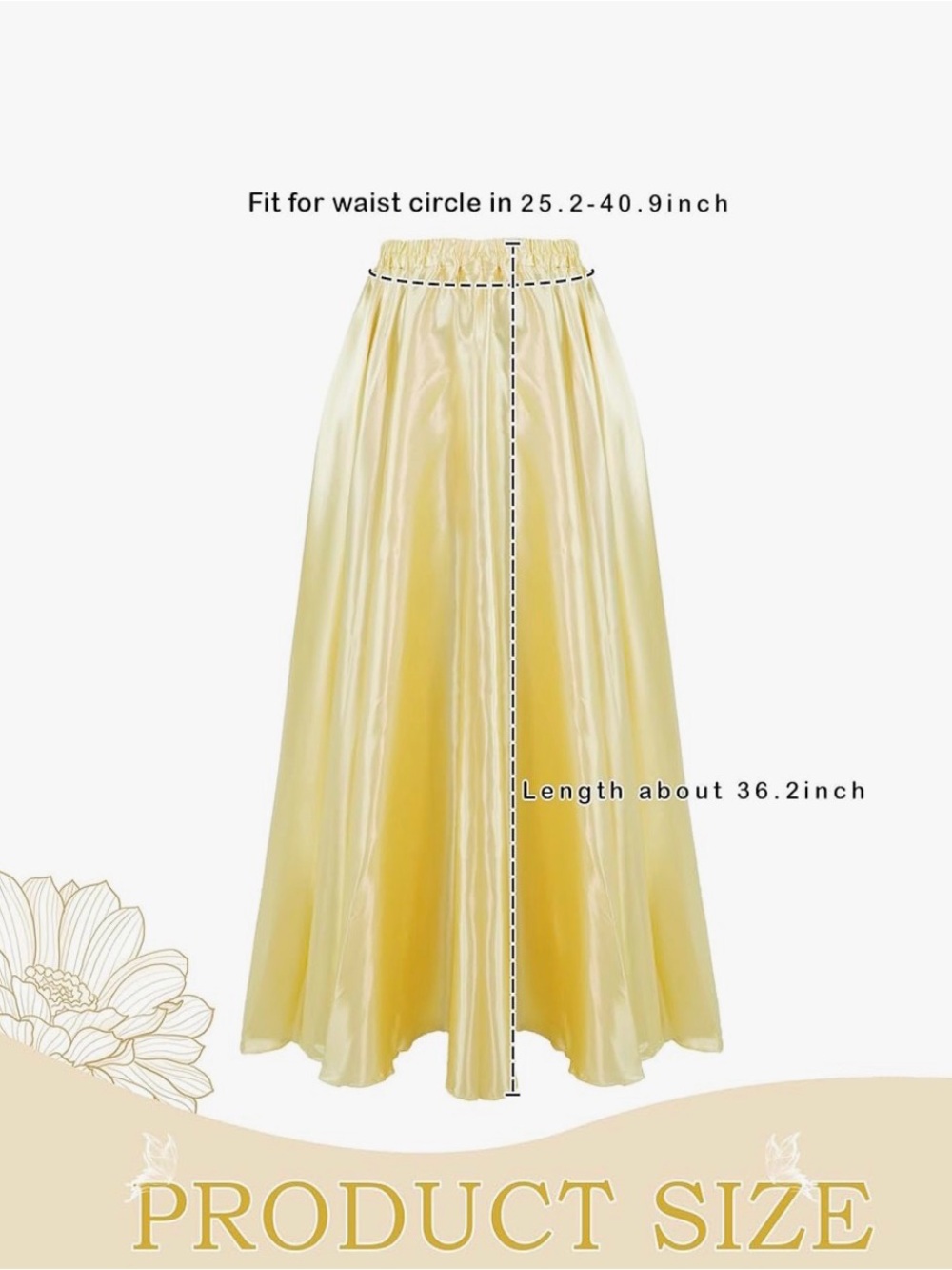 Elegant yellow  Satin Maxi Skirt